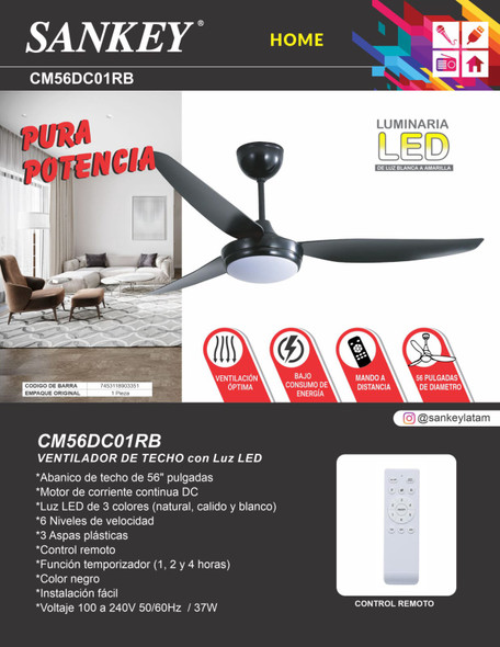 Sankey 6-Speed 56'' Ceiling Fan with LED Light